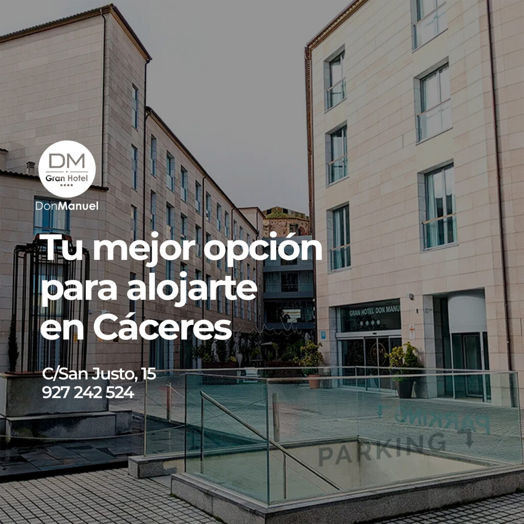 Todos los hoteles están en una calle pero GHDM tiene la suya propia, su propia plaza… somos “una ciudad dentro de una ciudad”. Nos gusta hablar de ecosistema GHDM, gastronomía, eventos, cultura, experiencias… un espacio único. Y aunque somos un hotel de construcción moderna, compartimos historia y espacio con el antiguo Colegio San Antonio de Padua, centro emblemático de la ciudad de Cáceres. 80 años de historia de un edificio por el que pasaron generaciones de estudiantes fue una referencia maravillosa sobre la que empezar a construir la nueva historia de Gran Hotel Don Manuel.